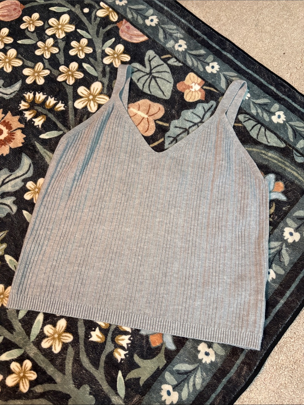 Ribbed V-Neck Knit Tank Top